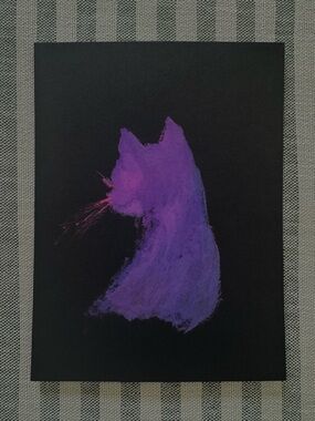 Purple Cat Painting - Original Pet Decor